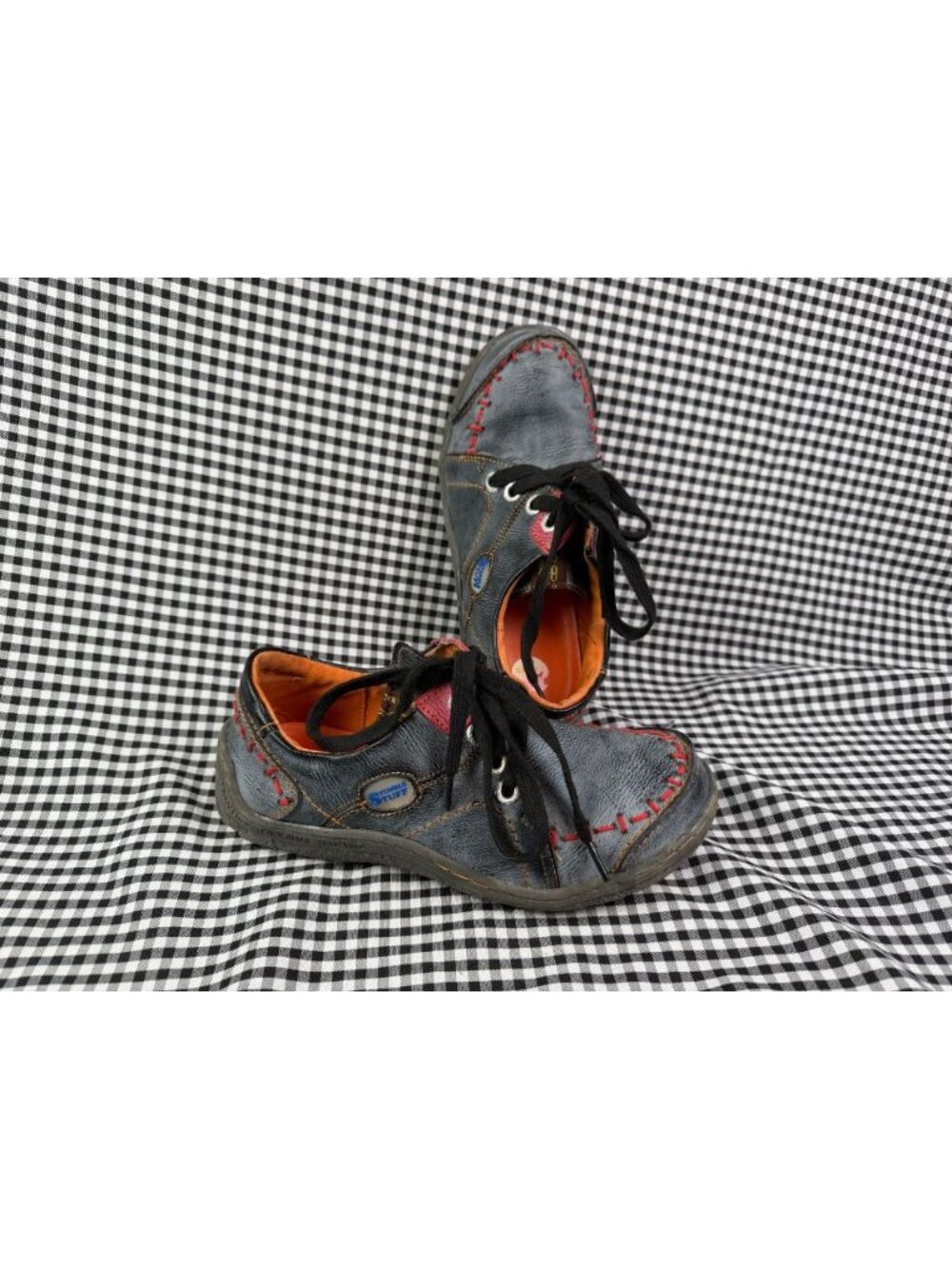 TMA Eyes Original TMA Time Leather Lace Up Shoes EU 38 US 7.5 Gray Red Stitch